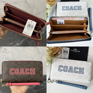 🎀 (สด-ผ่อน) กระเป๋าสตางค์ซิปรอบ มีสายคล้อง COACH CB856 LONG ZIP AROUND WALLET