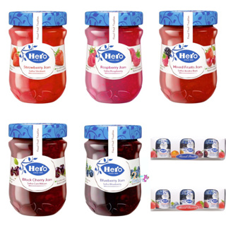 ฮีโร่แยม Hero Jam 5 รสชชาติ Strawberry Black Cherry  Raspberry  Blueberry Raspberry 340 g ขนาด Mini 84.9g แพ็ค 3 แยมมินิ