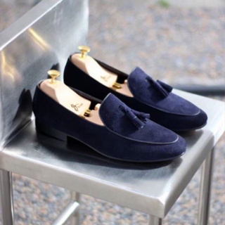 สินค้า British รองเท้าหนังกลับ รุ่น Tassel Loafers Suede (Navy)