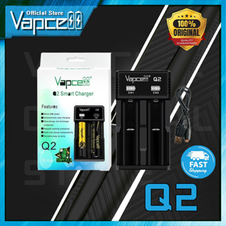 Vapcell Official Store Q2 เครื่องชาร์จ ถ่านชาร์จ 18650 แท้ 100% รางชาร์จ 3.6v 3.7v 2 ช่อง รองรับถ่าน 10340 14500 17500