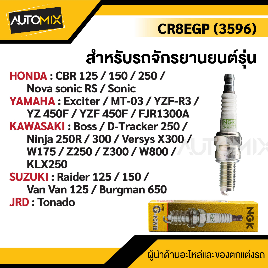 หัวเทียน-ngk-g-power-รุ่น-cr8egp-3596-สินค้าของแท้-100-honda-cbr125-150-250-yamaha-exciter-เกรด-platinum-หัวเข็ม