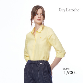 Guy Laroche เสื้อผู้หญิง เสื้อเชิ้ตผู้﻿หญิง linin shirt  สีเหลือง (GXJ5YE)