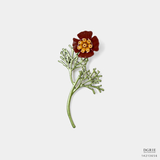 Burgundy Red Cosmos Flower Brooch-เข็มกลัดดอกคอสมอส