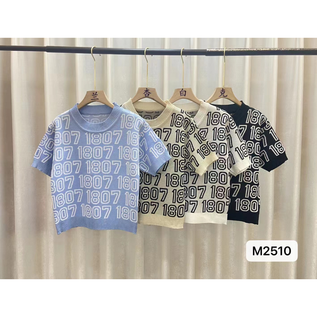 bonnie-พร้อมส่ง-ใหม่-m2510เสื้อยืดแขนสั้นผู้หญิง2023-ฤดูร้อนใหม่เสื้อไหมพรมคอกลมแฟชั่นสไตล์เกาหลี