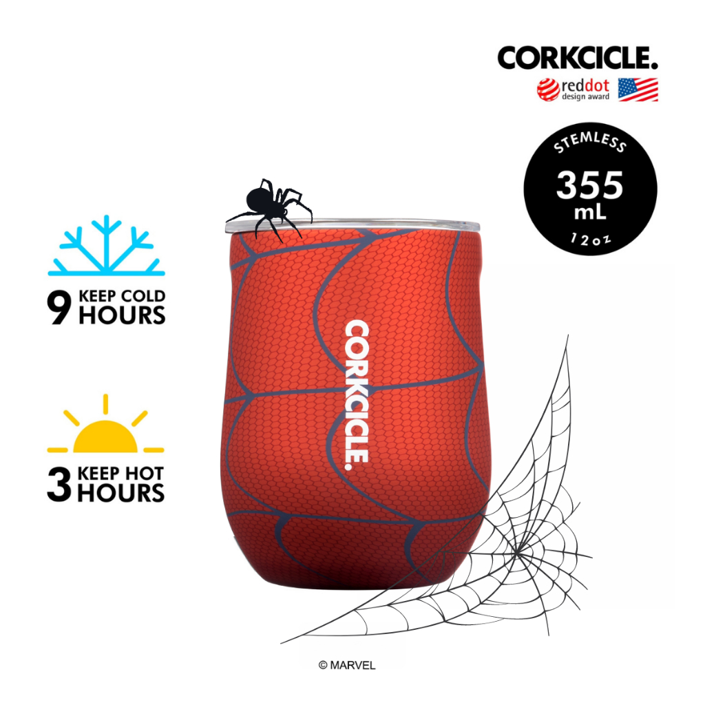 corkcicle-แก้วสแตนเลสเก็บความเย็นได้นาน-9-ชม-เก็บความร้อนได้-3-ชม-355ml-รุ่น-stemless-marvel-spiderman-12oz