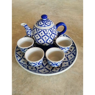 ชุดกาน้ำชาหัวเดี่ยวลายสับปะรดไทย งานวาดมือเกรดเอ
