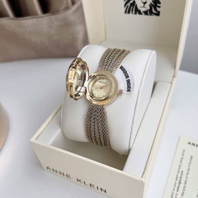 สด-ผ่อน-นาฬิกา-สายสวย-มีฝาปิดหน้าปัดดอกไม้คริสตัล-ak-1046chcv-anne-klein-womens-swarovski-crystal-accented-watch