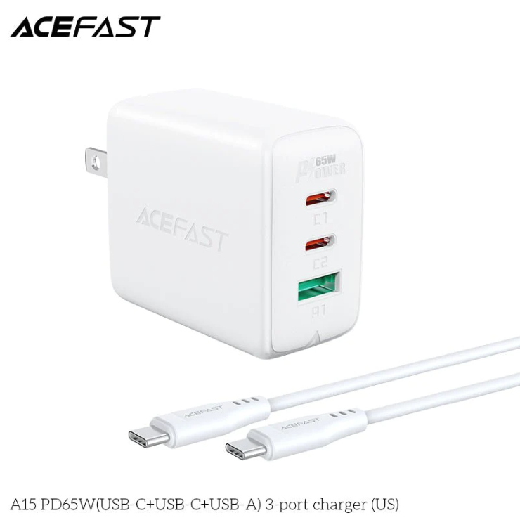 acefast-a15-หัวปลั๊กชาร์จเร็ว-pd65w-3port-2usb-c-1usb-a-หัวชาร์จ-us-แท้พร้อมส่ง-040266