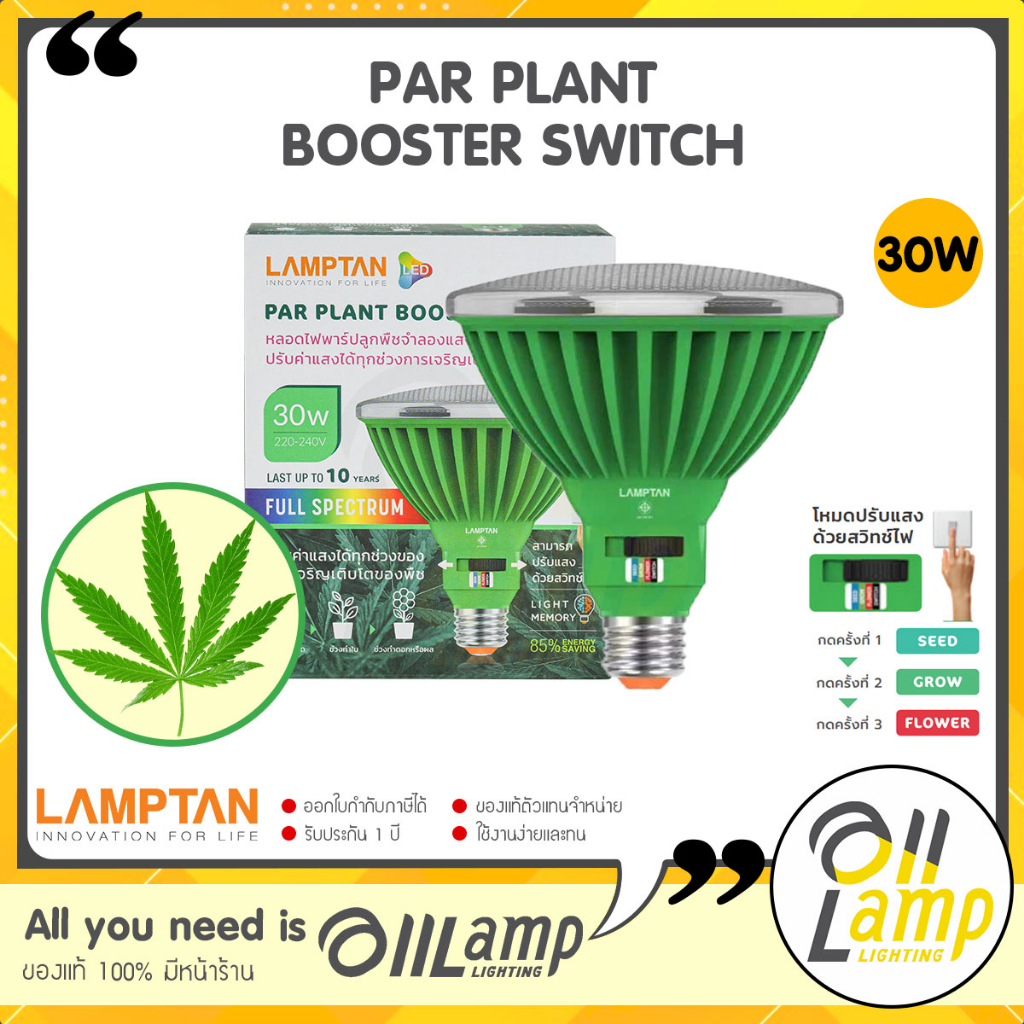 lamptan-led-par-plant-booster-switch-30w-ขั้ว-e27-หลอดไฟปลูกต้นไม้-แสงฟูลสเปคตรัม-ไฟปลูกต้นไม้-ปลูกกัญชา-full-spectrum