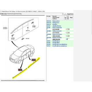 คิ้วรีดน้ำกระจกประตูตัวล่าง ทุกประตู มาสด้า 2 Mazda 2 ปี 2009 5 ประตู ของแท้ เบิกศูนย์