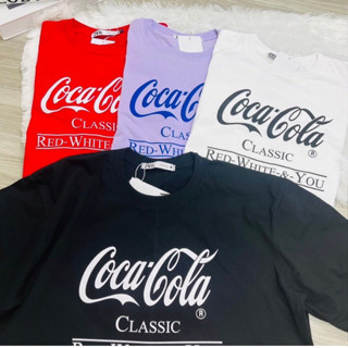 พร้อมส่ง เสื้อยืดงานป้าย Coca-Cola ฟรีไซส์ ใส่ได้ทั้งหญิงและชาย freesize