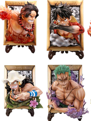 🌈 One Piece GK Gravity Sabois Luffy Three Brothers กรอบรูปตกแต่งแม่เหล็กตู้เย็นรูปปั้น Hand-made รุ่น Decoration