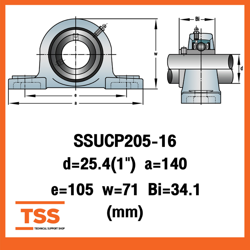 SSUCP205-16 ตลับลูกปืนตุ๊กตาสแตนเลส ทั้งชุด SUCP205-16 (สำหรับเพลาขนาด ...