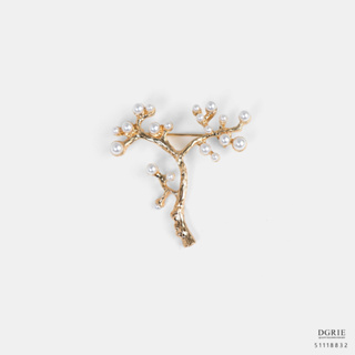 Golden Branch Pearl Texture Brooch-เข็มกลัดกิ่งไข่มุกสีทอง