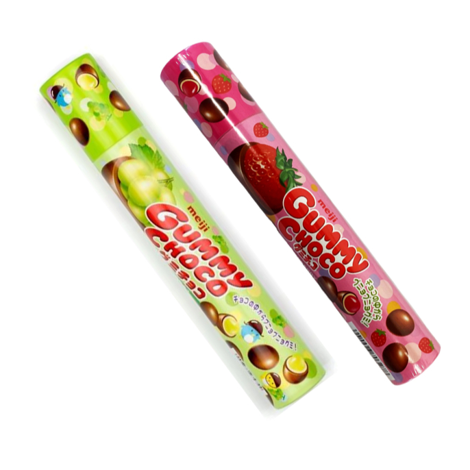 meiji-gummy-choco-green-grape-strawberry-เมจิ-กัมมี่-ช็อกโกแลตเคลือบวุ้นเจลาติน-รสองุ่นเขียว-สตรอว์เบอร์รี-50g
