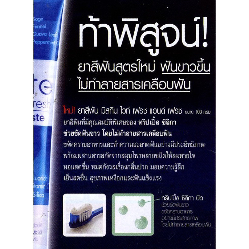 Mistine White Fresh & Fresh Toothpaste 100g ยาสีฟัน ยาสีฟันสมุนไพร ยาสี ...