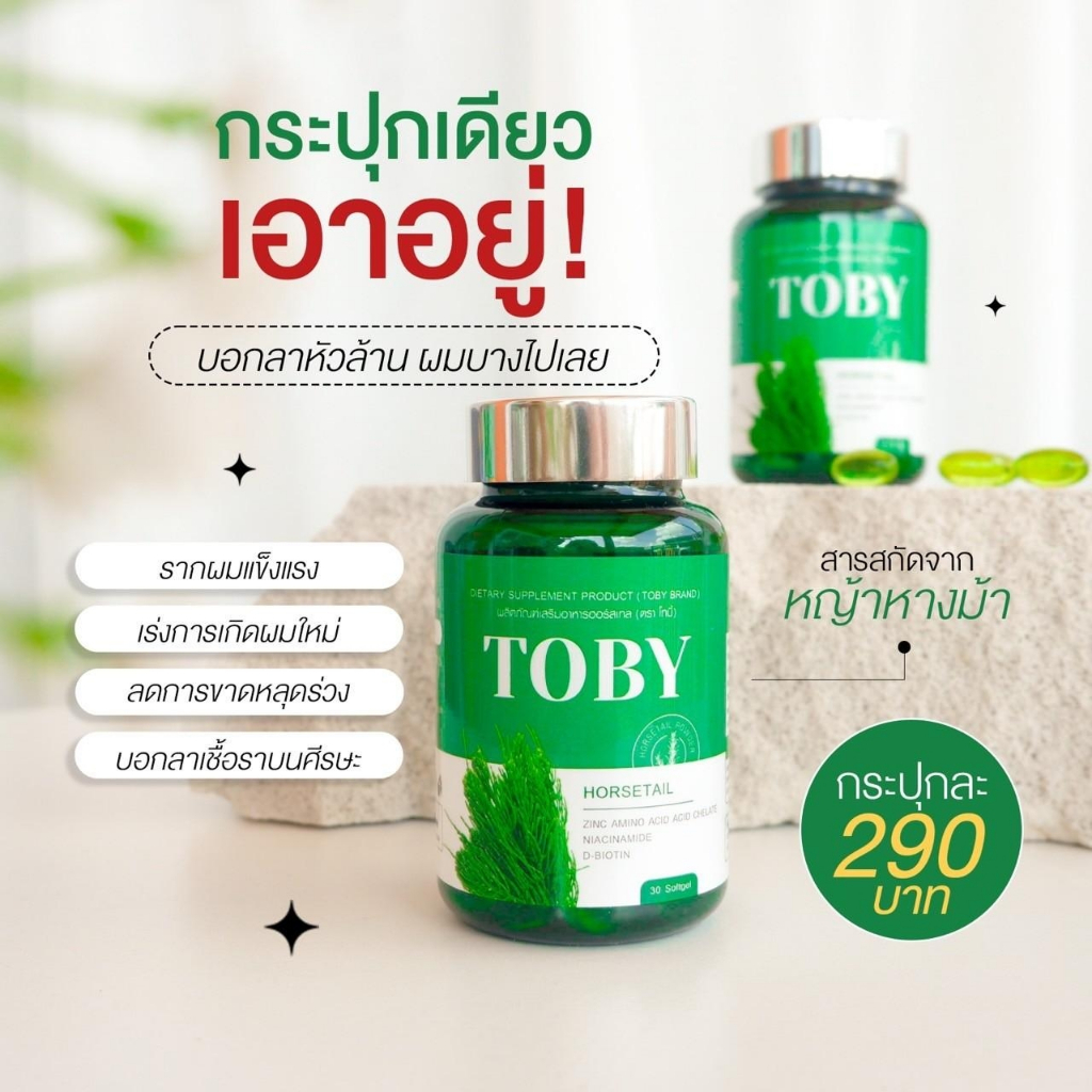 toby-horsetail-วิตามินลดผมร่วง-ผมบาง-หัวล้าน-กระตุ้นการเกิดใหม่ของเส้นผม-ลูกผมเยอะขึ้น-บำรุงล้ำลึกจากภายใน-สู่รากผม