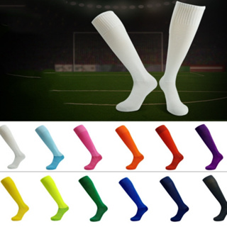 📍 ถุงเท้าฟุตบอล สีพื้น มาตรฐาน รุ่นยาว Free Size ถุงเท้ากีฬา ผ้าเกรดดีพรีเมี่ยม 📍
