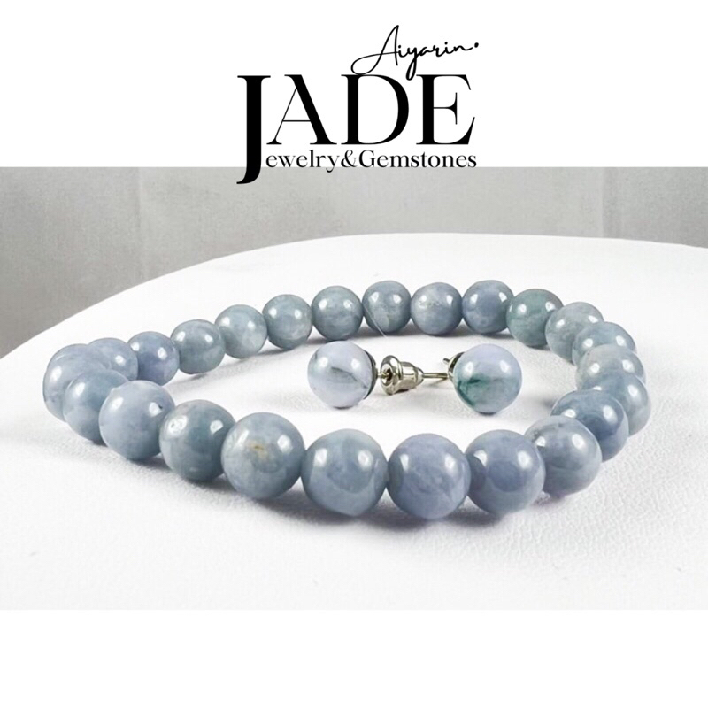 เซตต่างหูหยกพม่า-กำไลข้อมือหยก-jadeite-type-a-ขนาด7-8มิล-นำเข้าจากเหมืองโมก๊ก-ประเทศพม่า-นำพาความโชคดี-มั่งคั่ง-ร่ำรวย