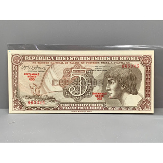 ธนบัตรรุ่นเก่าของประเทศบราซิล ชนิด5Cruzeiros ปี1961-62 UNC