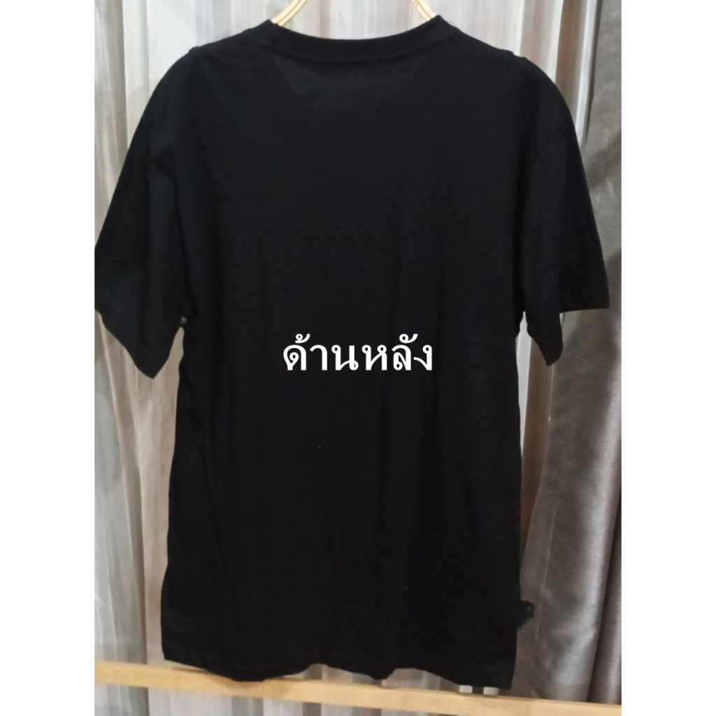 เสื้อยืดคอกลมแต่งซีทรู-สีดำ-แขนสั้น