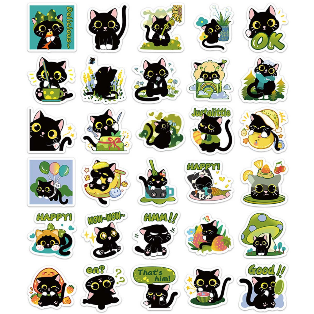 sticker-blackcat-สติกเกอร์-ลายแมวดำ-สำหรับตกแต่งโน็ตบุ๊ค-แล็ปท็อป-แท็บเล็ต-เคสโทรศัพท์