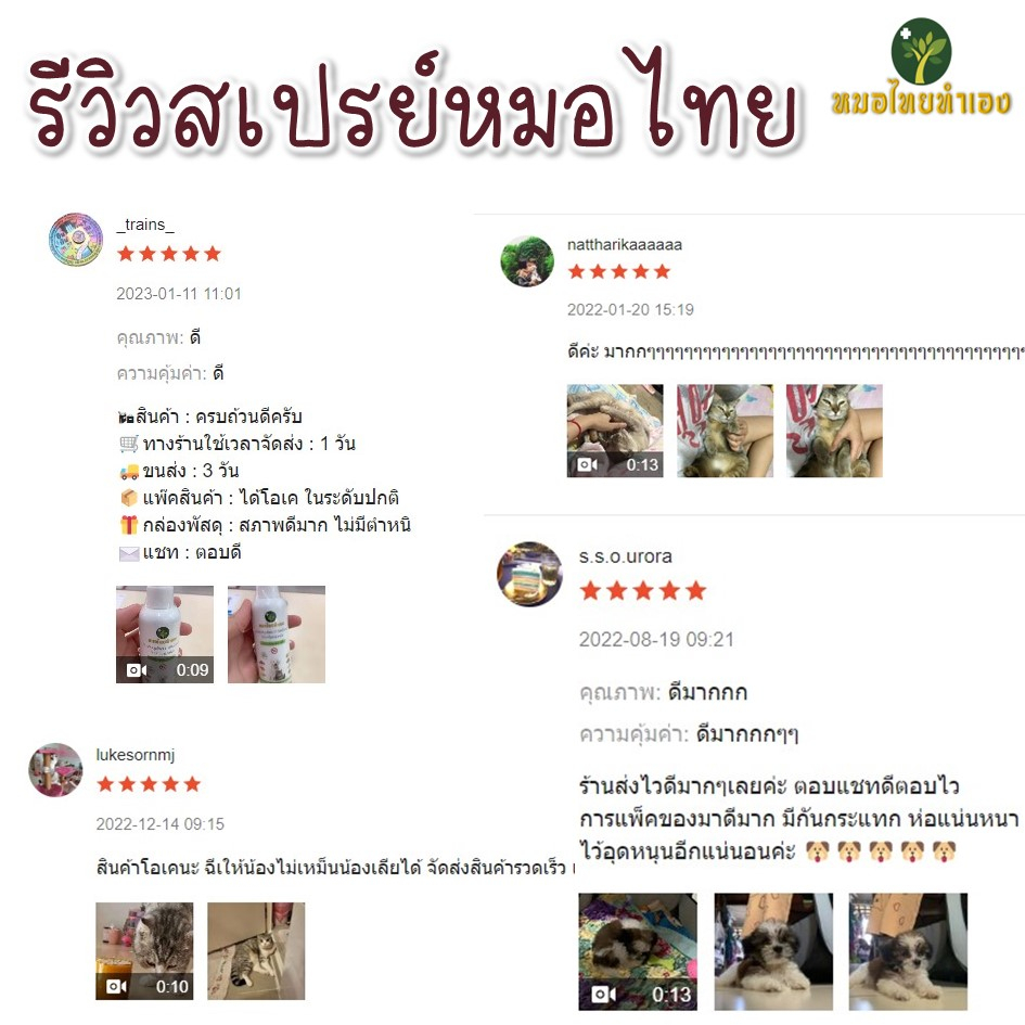 ภาพสินค้าหมอไทยทำเอง สเปรย์บรรเทาโรคผิวหนัง ไล่ ป้องกันเห็บหมัด ขี้เรื้อนสุนัข แมว เชื้อรา ยีสต์ คันเกา 100 ml. สมุนไพร จากร้าน mestock2022 บน Shopee ภาพที่ 2