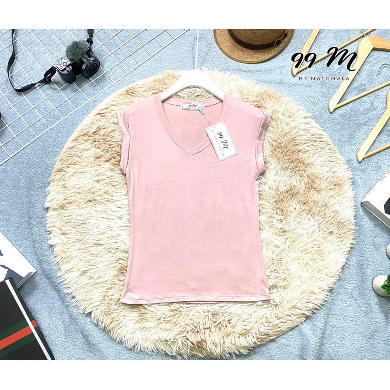 ผ้าเรย่อน-คอวีแขนพับ-เสื้อเรย่อนสีพื้น-ผ้านิ่ม-ใส่สบาย