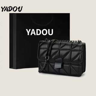 YADOU กระเป๋าหนัง PU ทรงสี่เหลี่ยมฤดูร้อนกระเป๋าสะพายไหล่สายโซ่ขนาดเล็กผู้หญิง