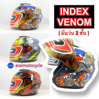 [กรอก DF8P3W ลด 130]หมวกกันน็อคเปิดหน้า INDEX ID VENOM❤️‍🔥 มีแว่น 2 ชั้น/ รองรับบลูทูธ