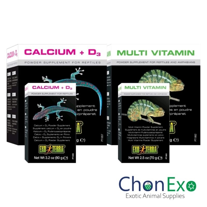 ภาพหน้าปกสินค้า(พร้อมส่ง)Exoterra Calcium+Vitamin D3 และ MultiVitamin แคลเซียม วิตามิน สำหรับสัตว์เลื้อยคลานทุกชนิด