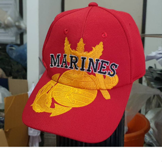 หมวกแก๊ปสีแดงปักลาย MARINES ของแท้จากนาวิกโยธิน