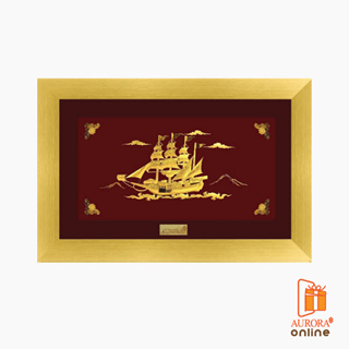 Khongkwan by Aurora  กรอบรูปเรือสำเภามงคล 12*18 ซม. ประดับด้วยทองคำแท้ 99.99%