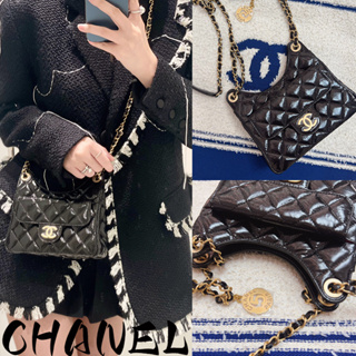 ชาแนล  CHANEL  23แบบใหม่/กระเป๋าครัวซองต์/กระเป๋าสะพายข้าง/กระเป๋าสะพายข้าง