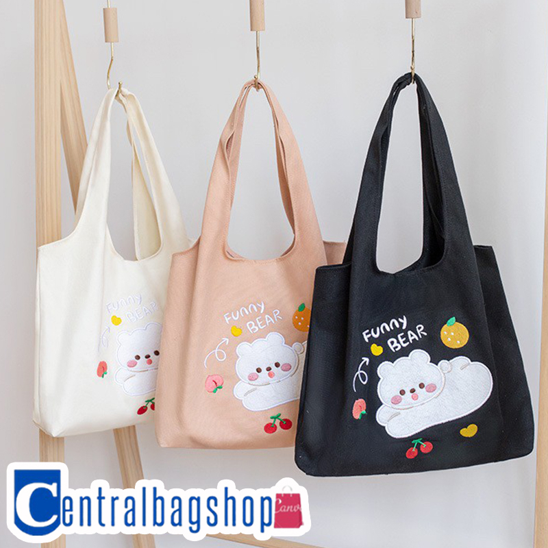 centralbagshop-c1799-กระเป๋าผ้าแคนวาส-ลาย-funny-bear-ใบใหญ่