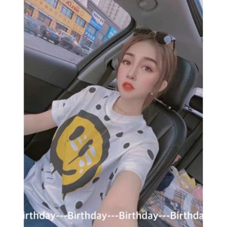 📌ทักก่อนสั่ง📌เสื้อยืดคอกลม สกรีนลาย ลายหน้ายิ้ม smiley Birthday