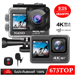 NANOTECH Action กล้อง4K 60FPS 20MP 2.0นิ้ว LCD กล้องกันน้ำแบบ WIFI รีโมทคอนโทรล ฟรีไมค์