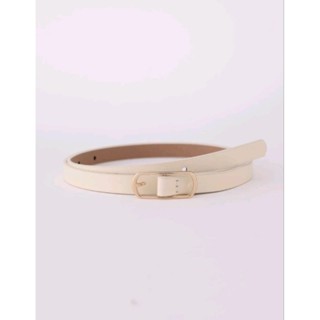 เข็มขัดแฟชั่น เข็มขัด PU เข็มขัดเส้นเล็ก น่ารักๆ  สีเบจ Rectangle Buckle Belt (ส่งจากไทย)