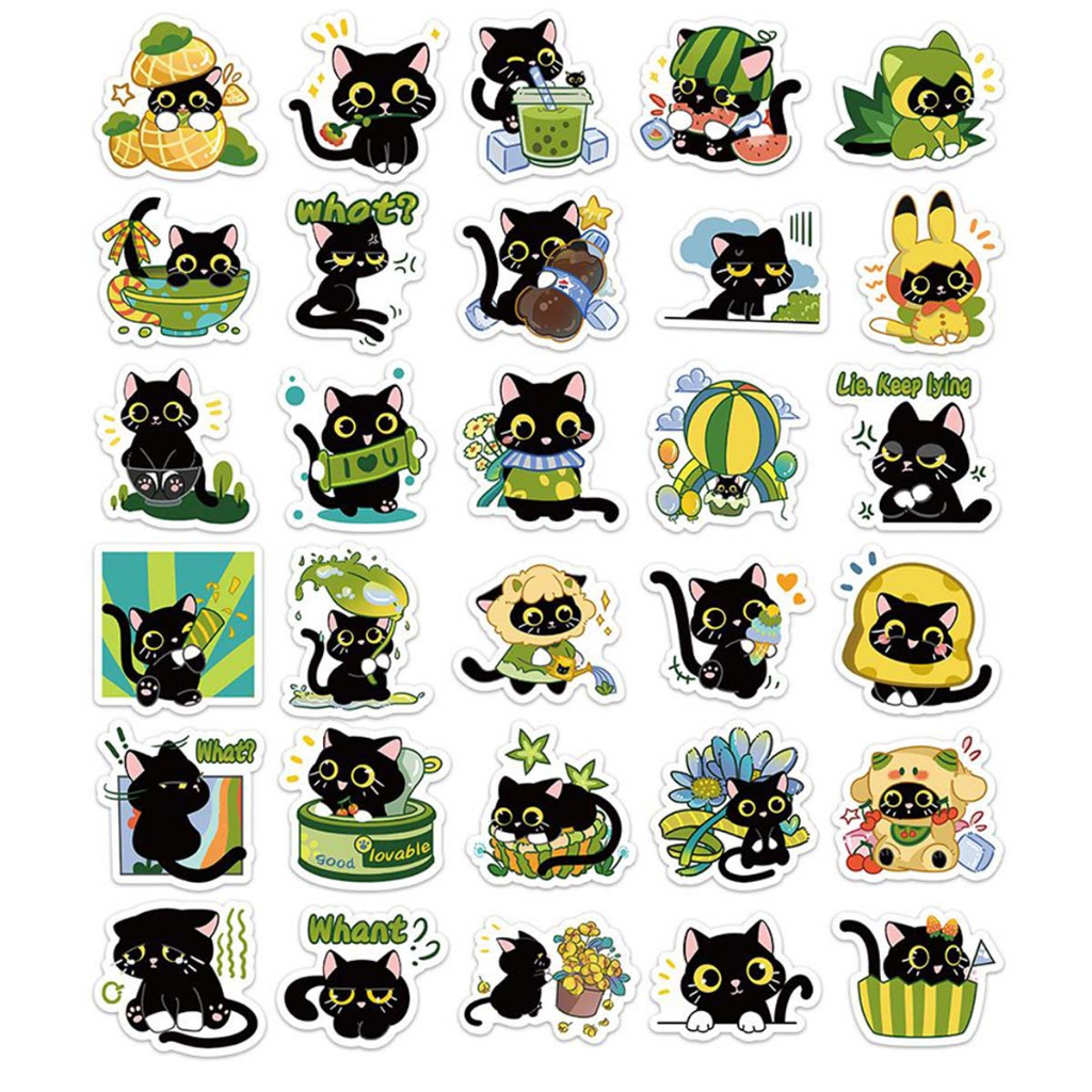 sticker-blackcat-สติกเกอร์-ลายแมวดำ-สำหรับตกแต่งโน็ตบุ๊ค-แล็ปท็อป-แท็บเล็ต-เคสโทรศัพท์