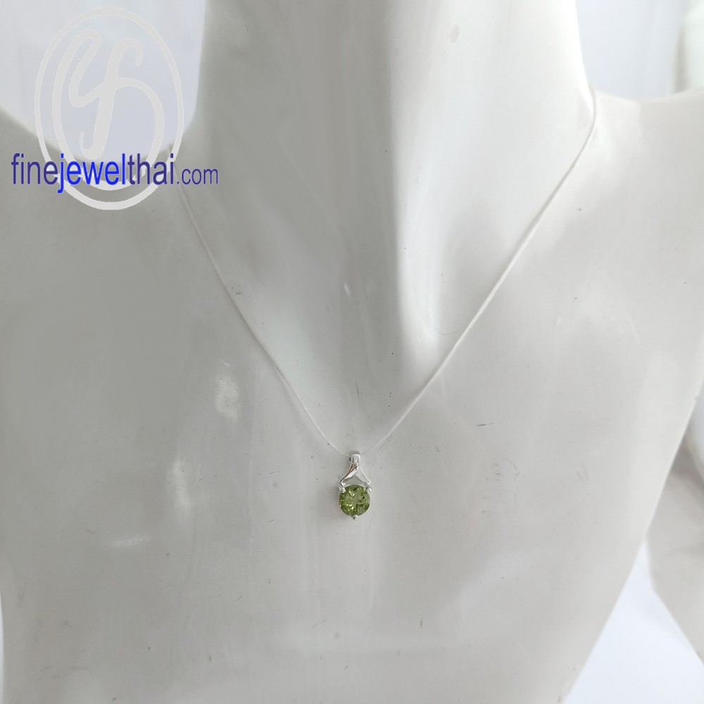 จี้เพอริดอท-จี้เงิน-จี้พลอย-พลอยประจำเดือน-peridot-silver-pendant-finejewelthai-p1005pd