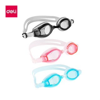 Deli แว่นตาว่ายน้ำ แว่นว่ายน้ำสำหรับเด็ก-ผู้ใหญ่ อุปกรณ์ว่ายน้ำ สายแว่นปรับได้ เลนส์ HD คมชัด กันน้ำกันฝ้า Swiming