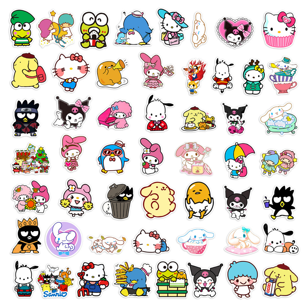 พร้อมส่ง-sanrio-my-melody-kitty-anime-ผสม-sticker-มาย-เมโลดี้-สติกเกอร์กันน้ำรูปแบบที่แตกต่างกัน-100ชิ้น