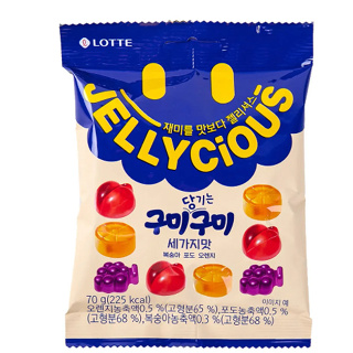 Lotte jellycious gummy citrus เจลลี่เชียส รสผลไม้รวม 70g