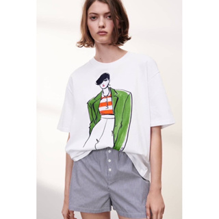 ZARA Over size T-Shirt เสื้อยืดสีขาว ผ้าคอตตอน