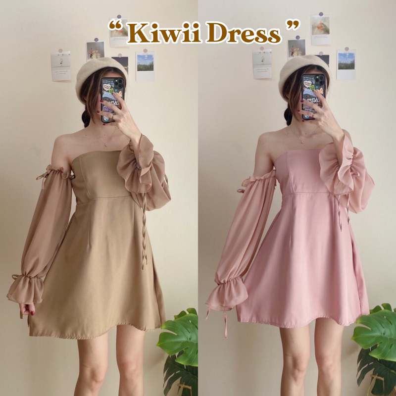 kiwii-dress-เดรสเกาะอกต่อแขน-เดรสออกงาน