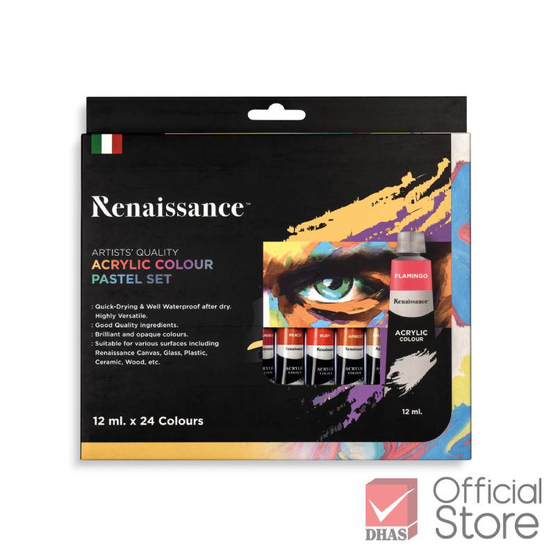 renaissance-สีอะครีลิค-ชุดสีอะครีลิค-รุ่นพาสเทล-12มล-24สี-จำนวน-1-เซ็ท