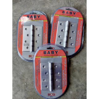 บานพับสเตนเลสแหวนลูกปืน BABY 4x3" เกรด 304 หนา 1.8 มิลเต็ม(3ชิ้น/ชุด)