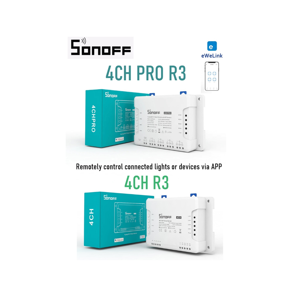 SONOFF 4CH PRO R3 / 4CH R3 4 ช่อง อัจฉริยะไร้สายโมดูลสวิทช์ | Shopee ...
