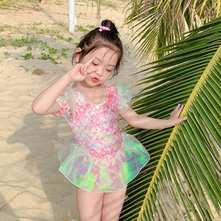 พร้อมส่งจากไทยทันที ชุดว่ายน้ำวันพีชเมอร์เมด สีขมพูน่ารัก สำหรับเด็กผู้หญิง