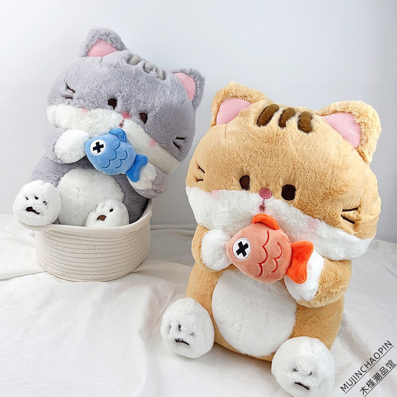 ส่งจากไทย-ตุ๊กตา-ตุ๊กตาแมว-แมว-ปลา-ตุ๊กตาแมวญี่ปุ่น-แมวเทา-แมวส้ม-ตุ๊กตาน่ารัก-เป็นพร็อบแต่งห้อง-ของขวัญวันเกิด-ทาสแมว